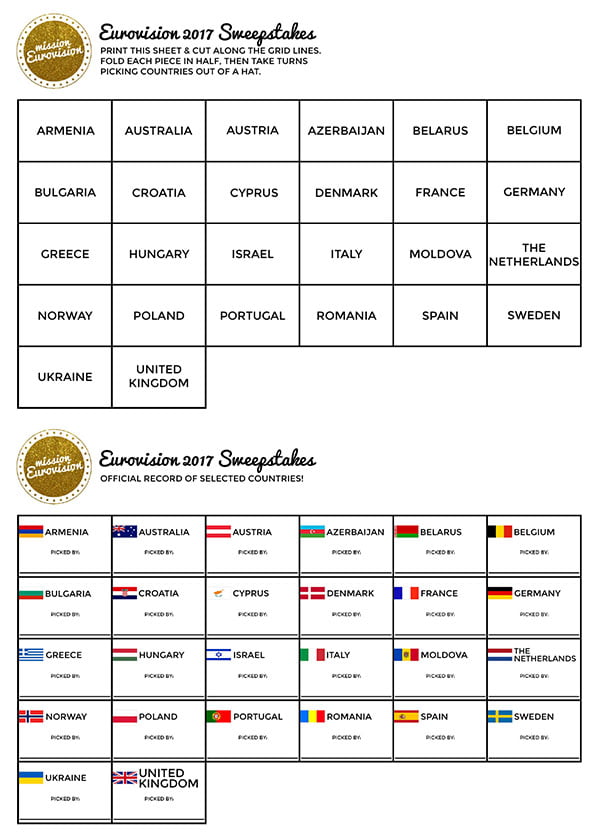 Sweepstakes sheet