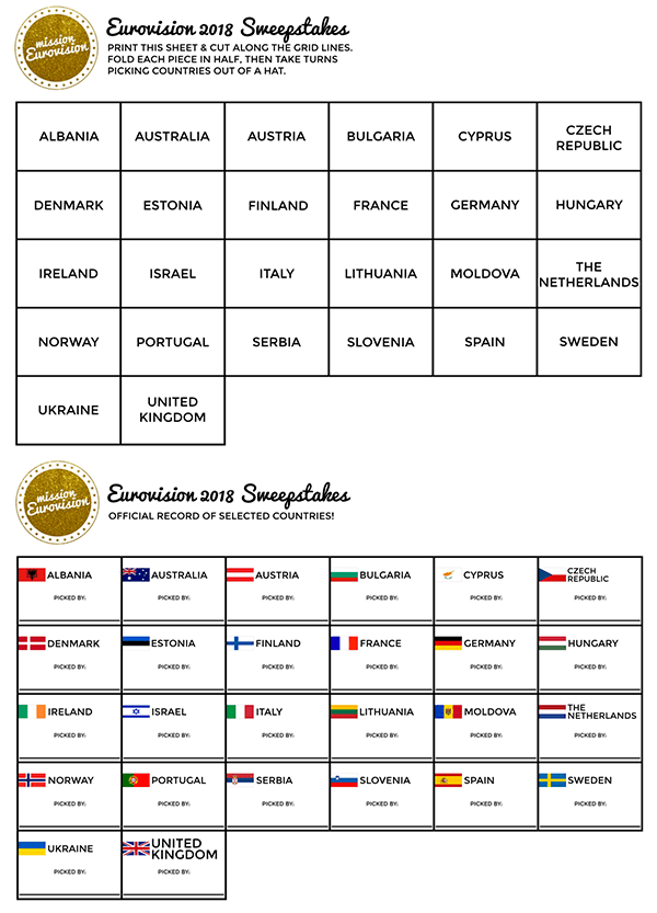 Sweepstakes sheet