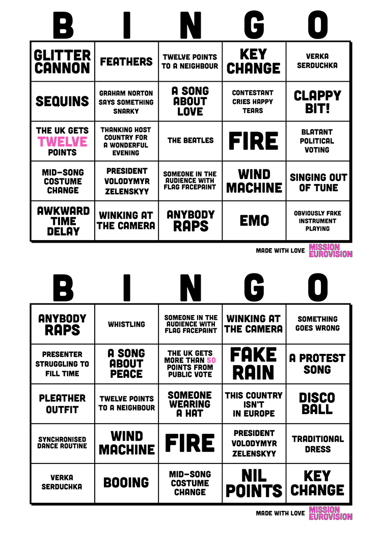 Eurovision 2025 Bingo Mission Eurovision