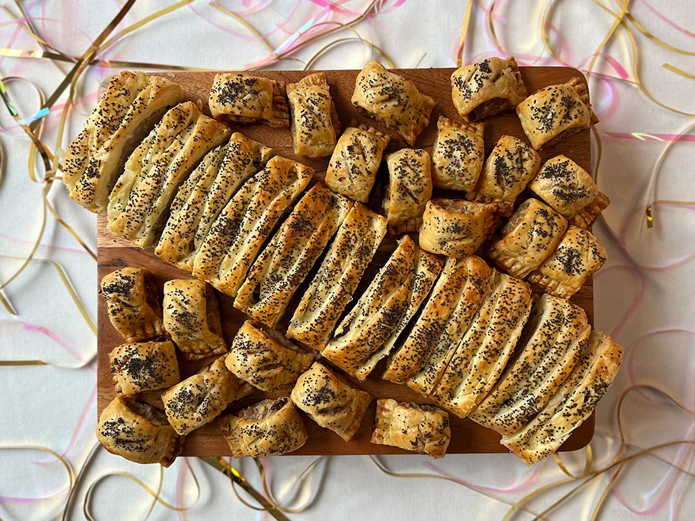 Pork, onion and apple sausage rolls