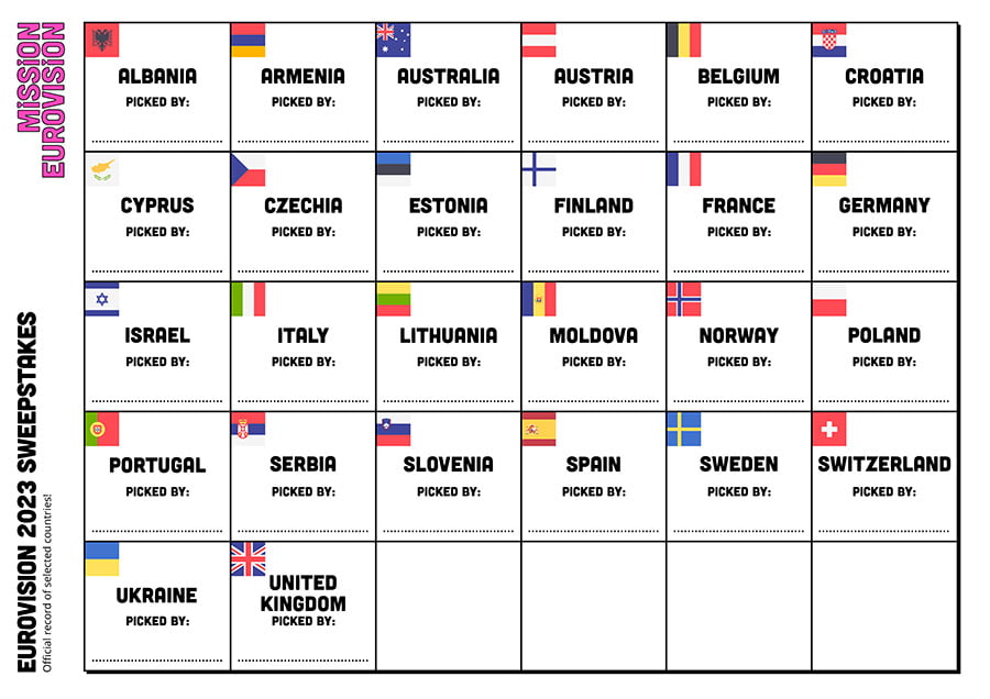 Eurovision 2024 Sweepstakes Mission Eurovision