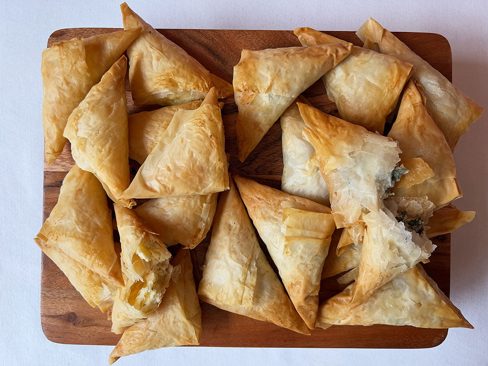 Tiropitakia & spanakopita - small cheese and spinach Greek pies