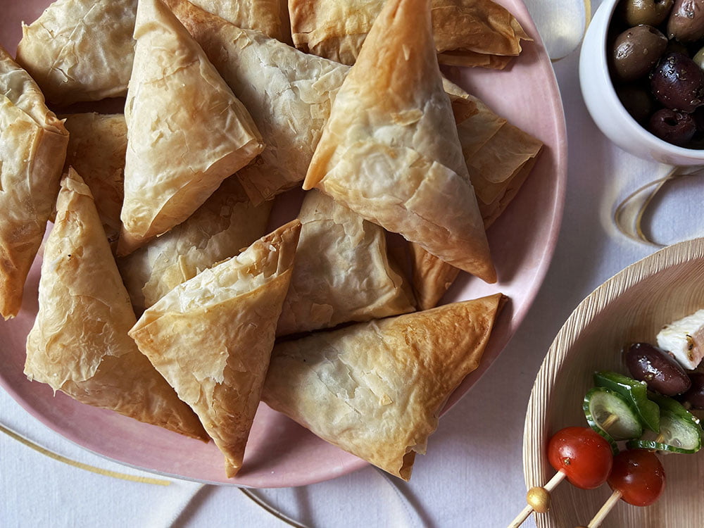 Tiropitakia & spanakopita Greek triangle cheese & spinach pies