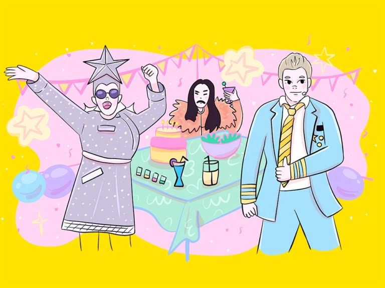 Russ from Scooch Eurovision Party illustration