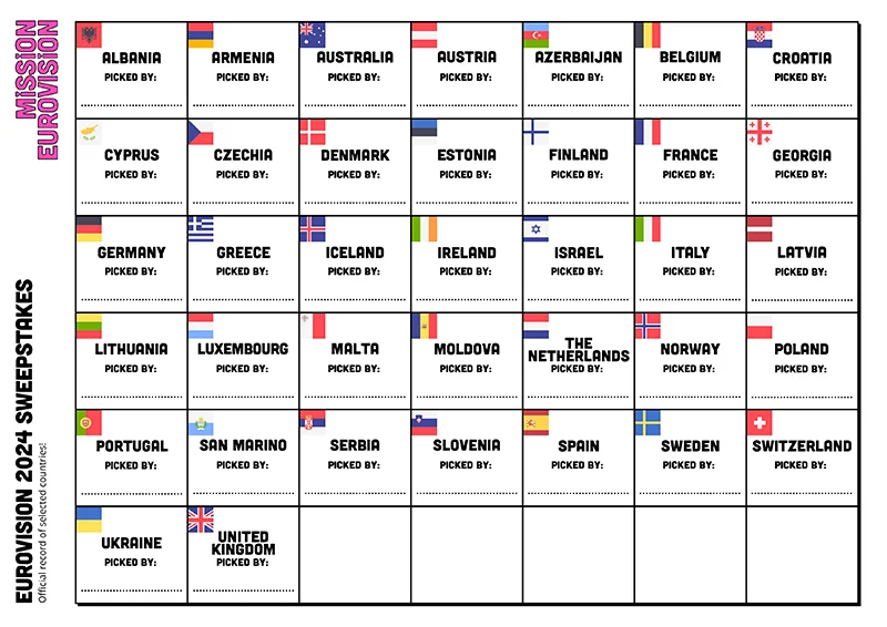 Eurovision 2024 Sweepstakes Mission Eurovision